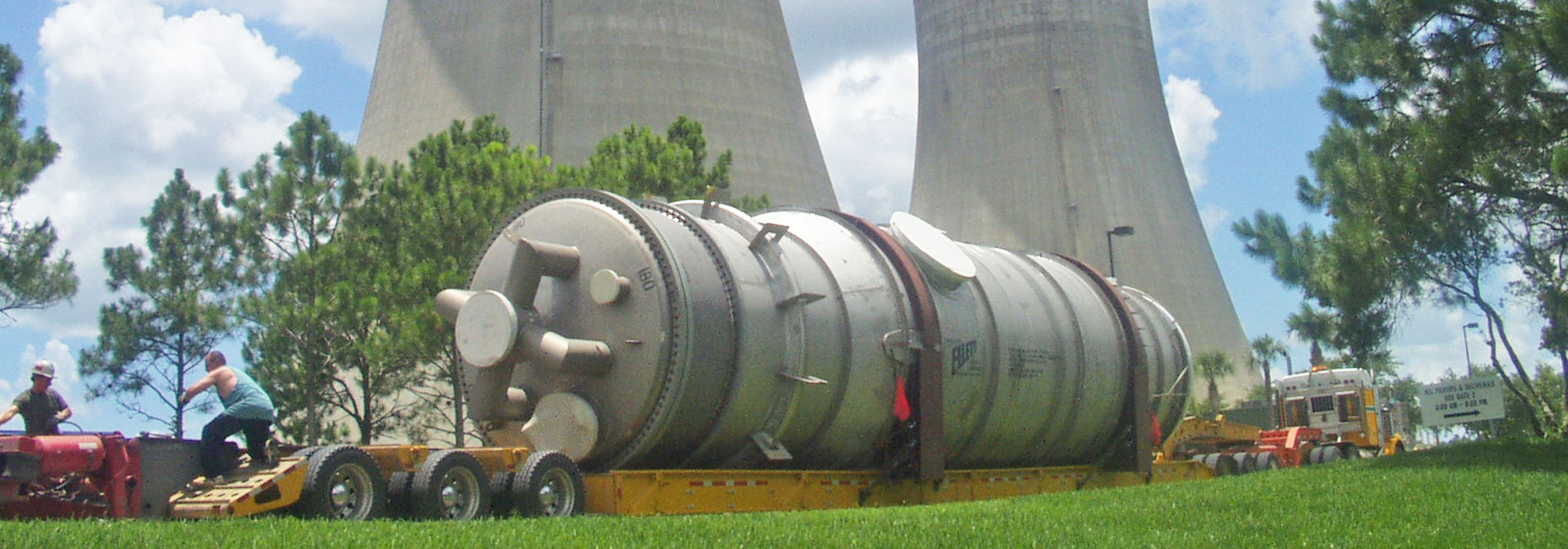 transporting a new evaporator tower manufactured by Ellett Industries to a thermal electric plant