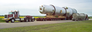massive evaporator being transported to site by Ellett Industries